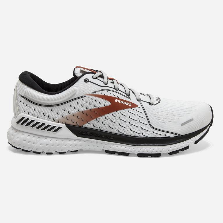 Brooks Adrenaline Gts 21 Mens Road Running Shoes - White/Black/Orange - Philippines (625314ORC)